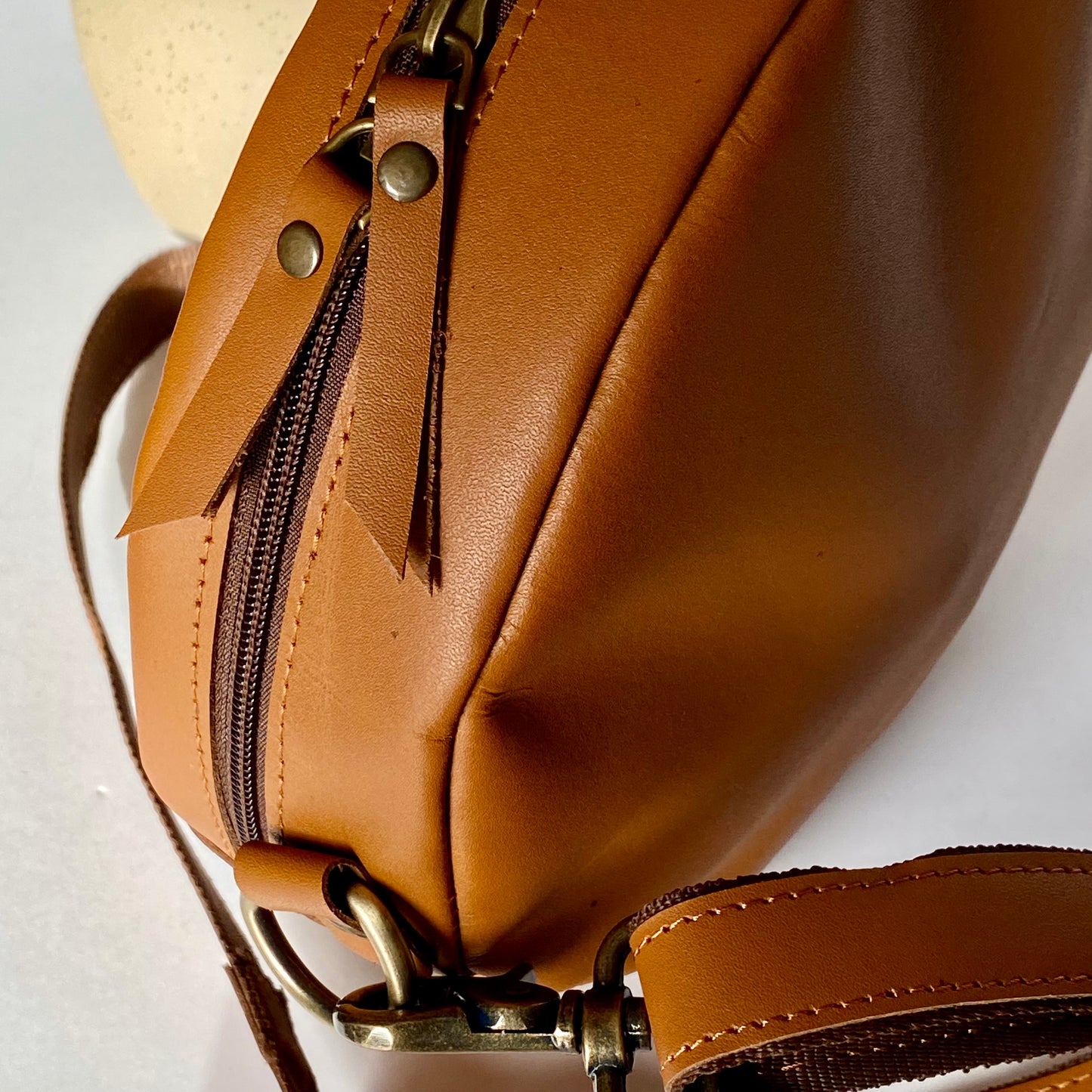 Round Leather Sling Bag - 05