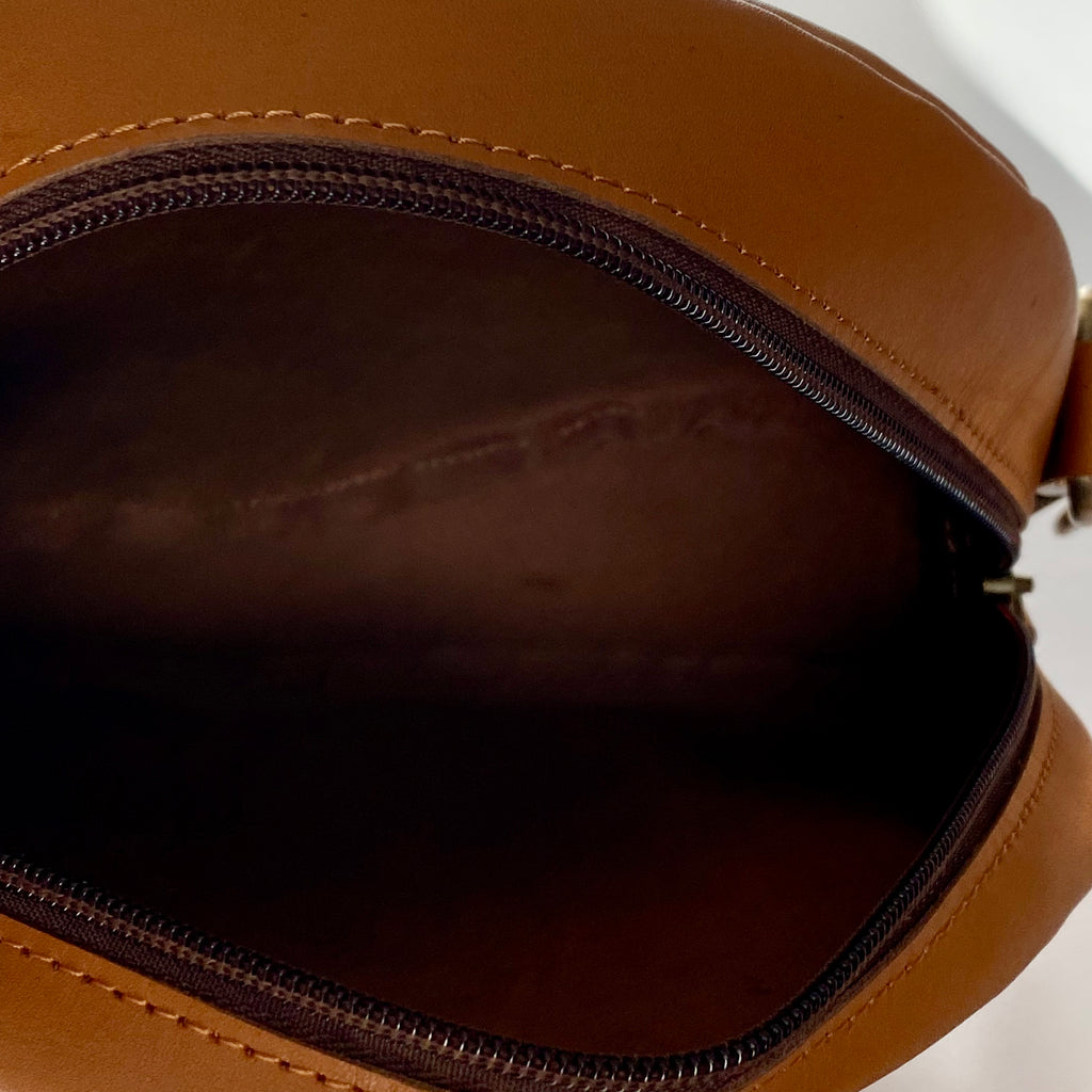 Round Leather Sling Bag - 05