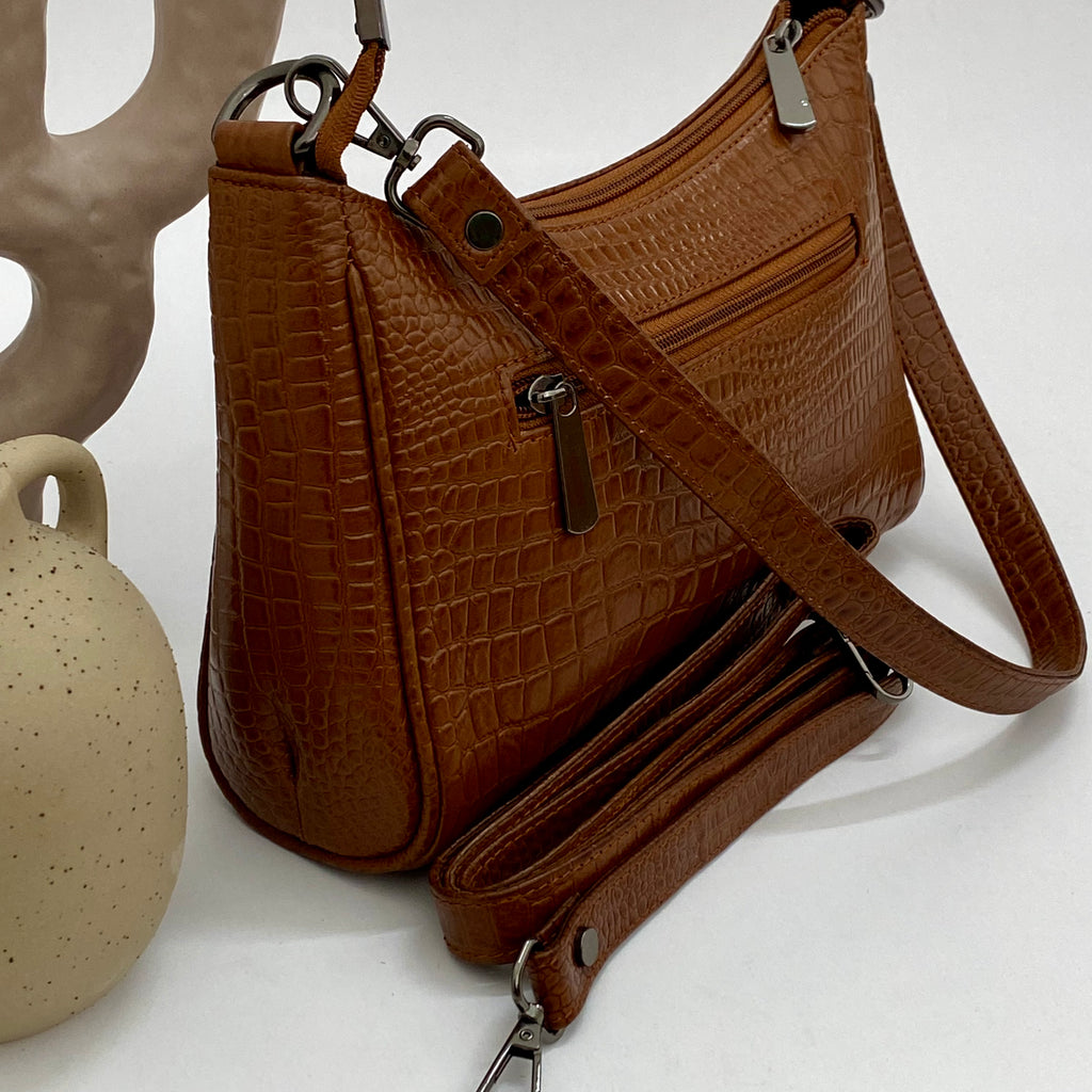 Premium Leather Handbag 10Inch along with Sling - 18