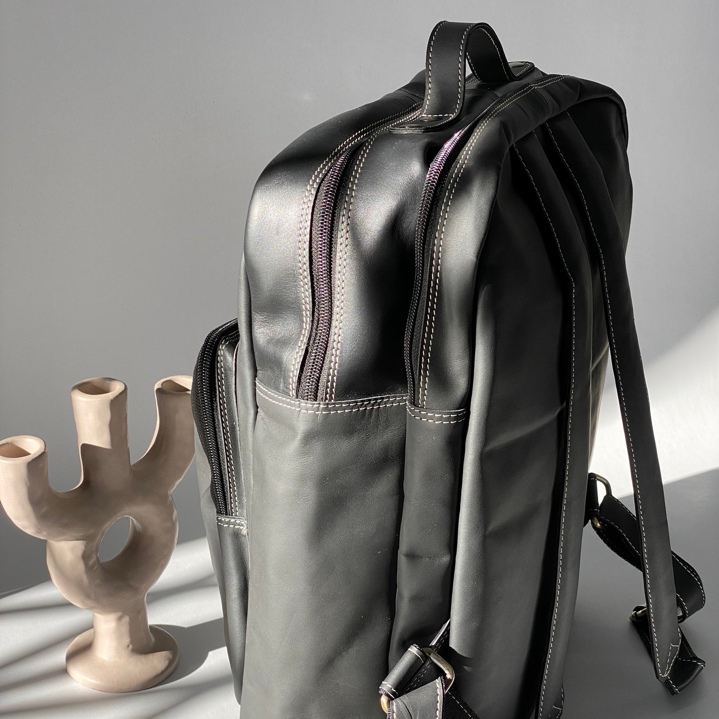 Soft Leather Laptop Backpack -04