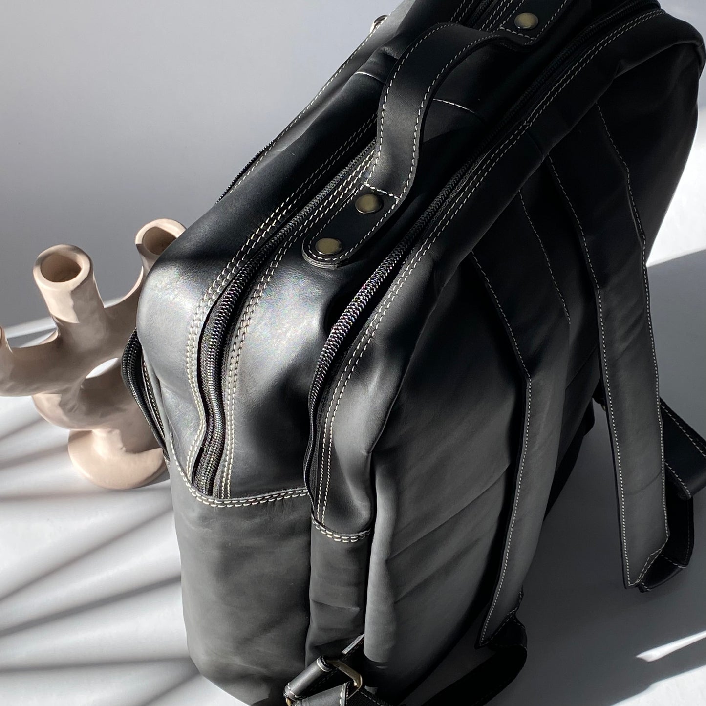 Soft Leather Laptop Backpack -04