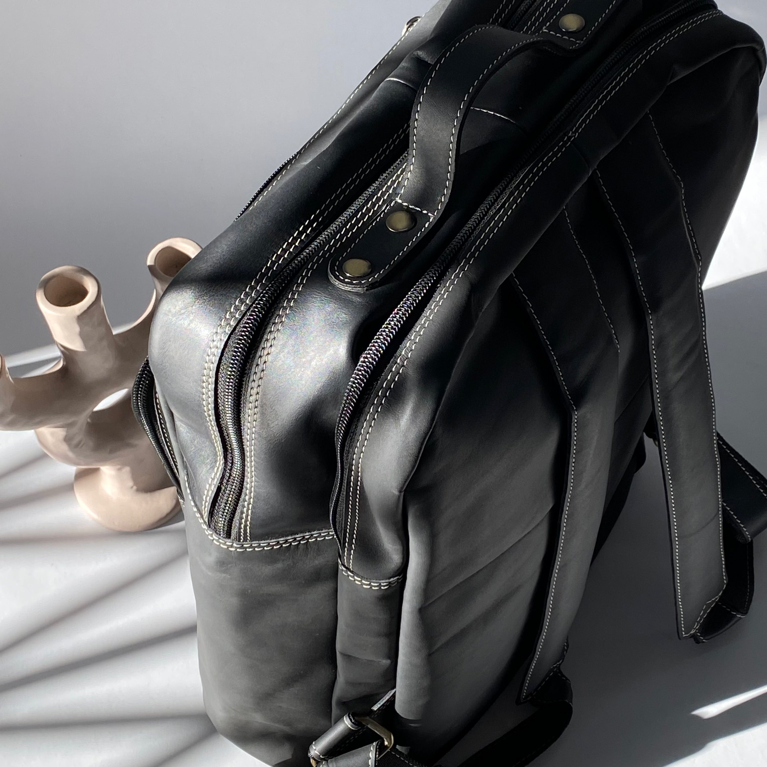 Soft Leather Laptop Backpack -04