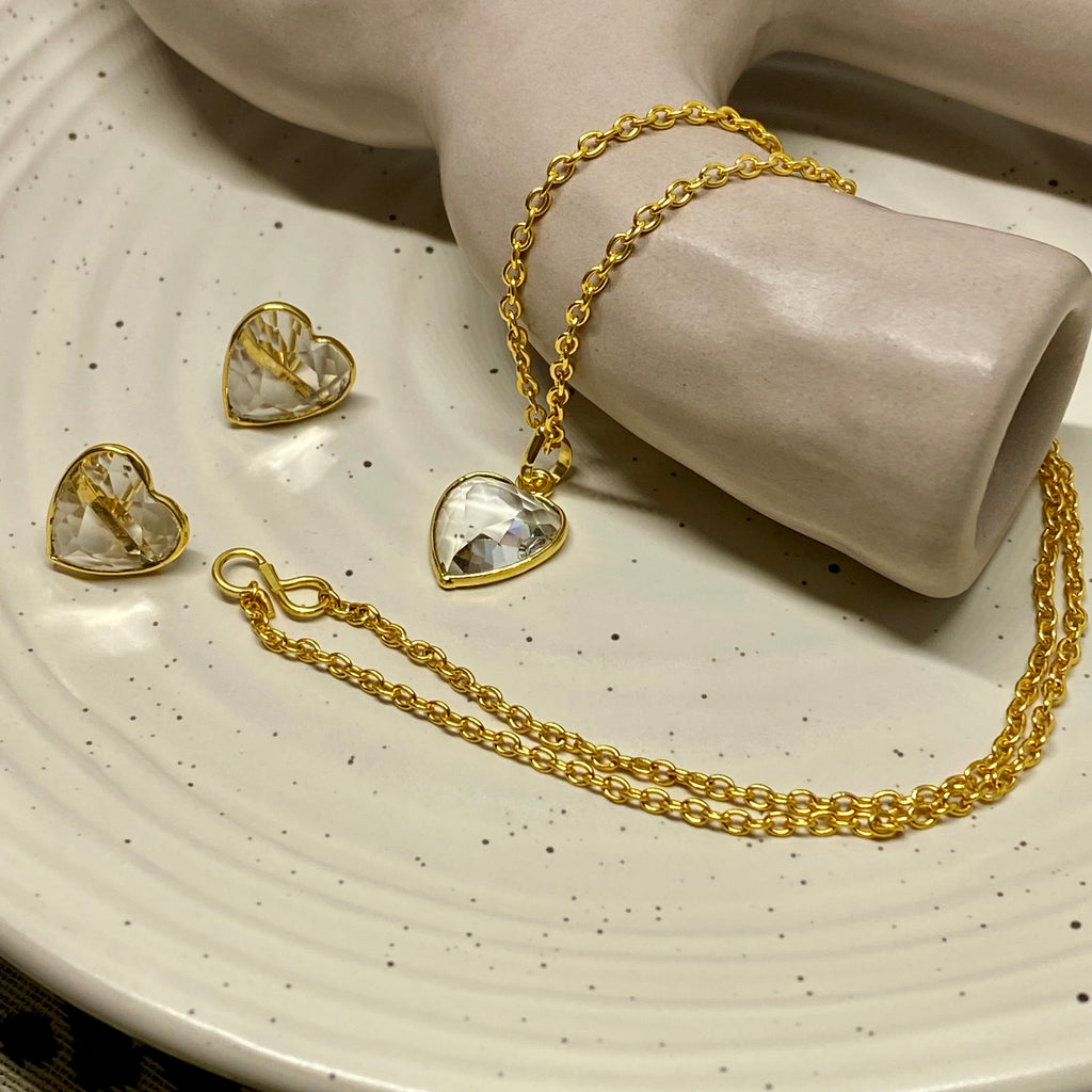 Clear Heart Necklace Set - 28