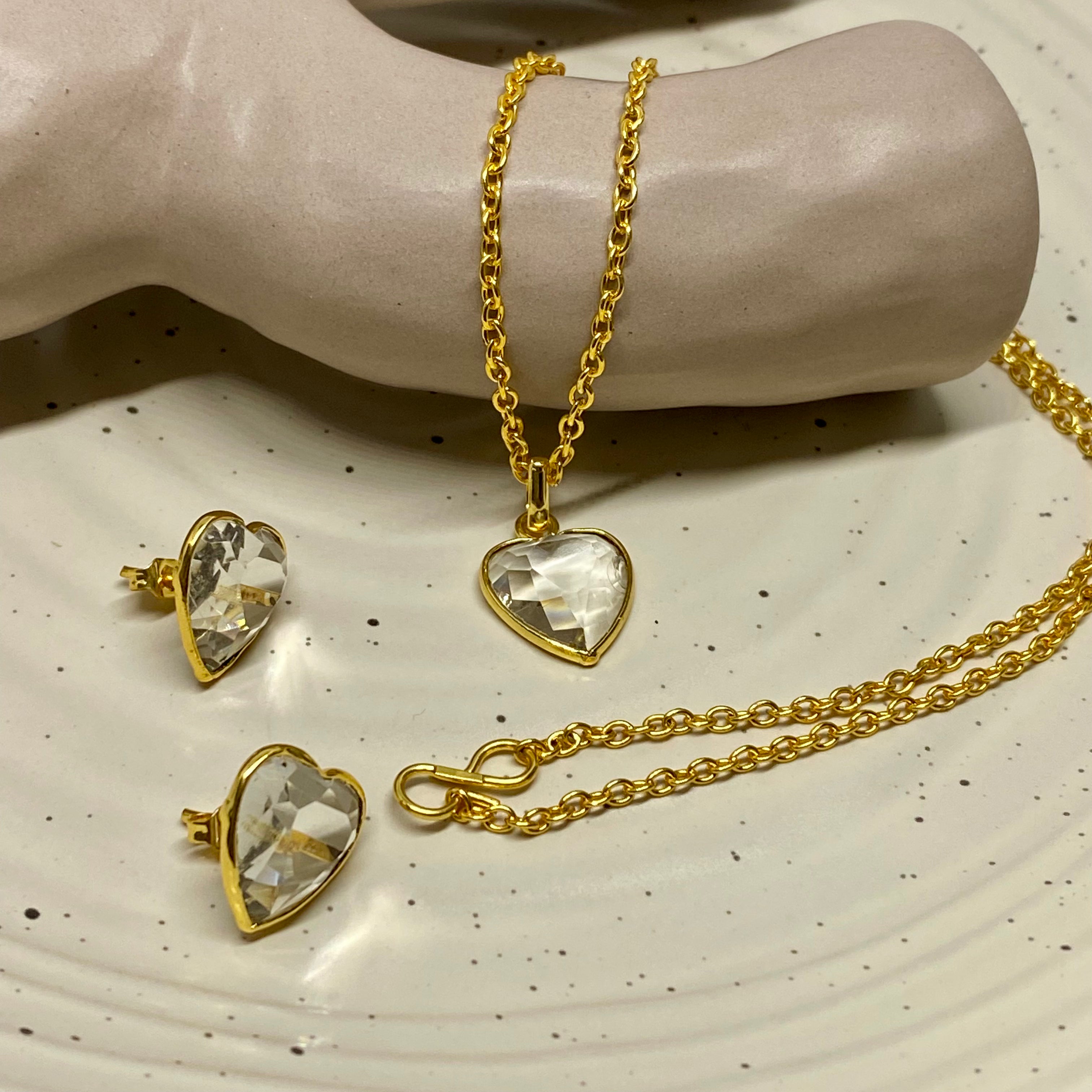 Clear Heart Necklace Set - 28