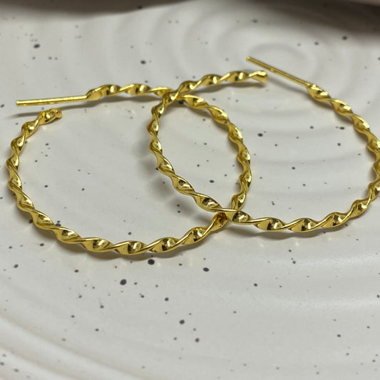 Large Twisted Golden Hoop - 54