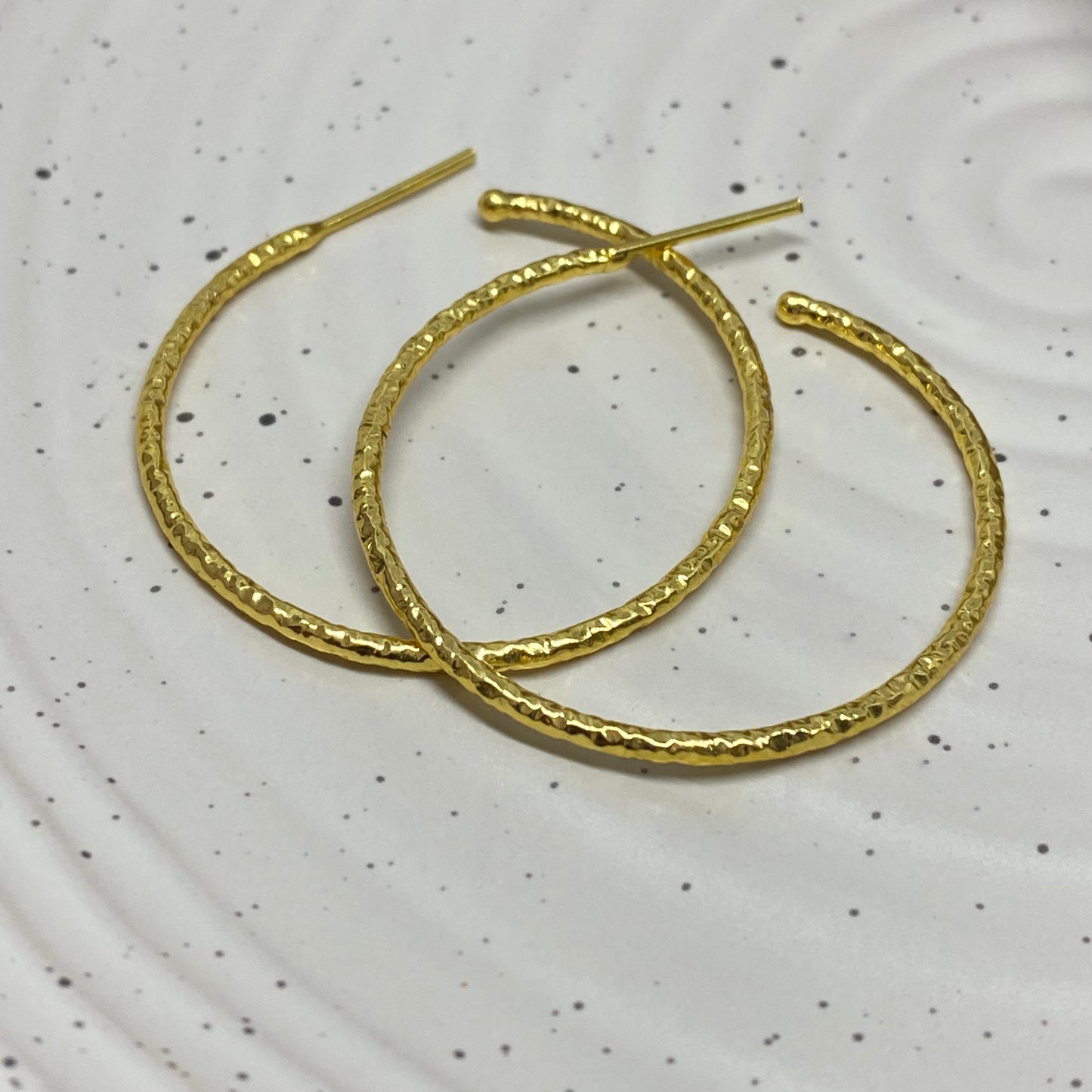 Large Hammered Golden Hoop - 55