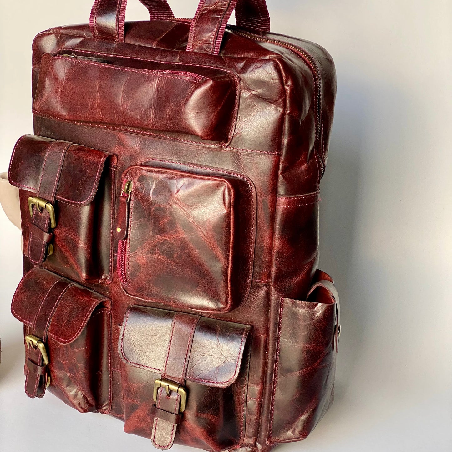 Genuine Leather Laptop Backpack - 11