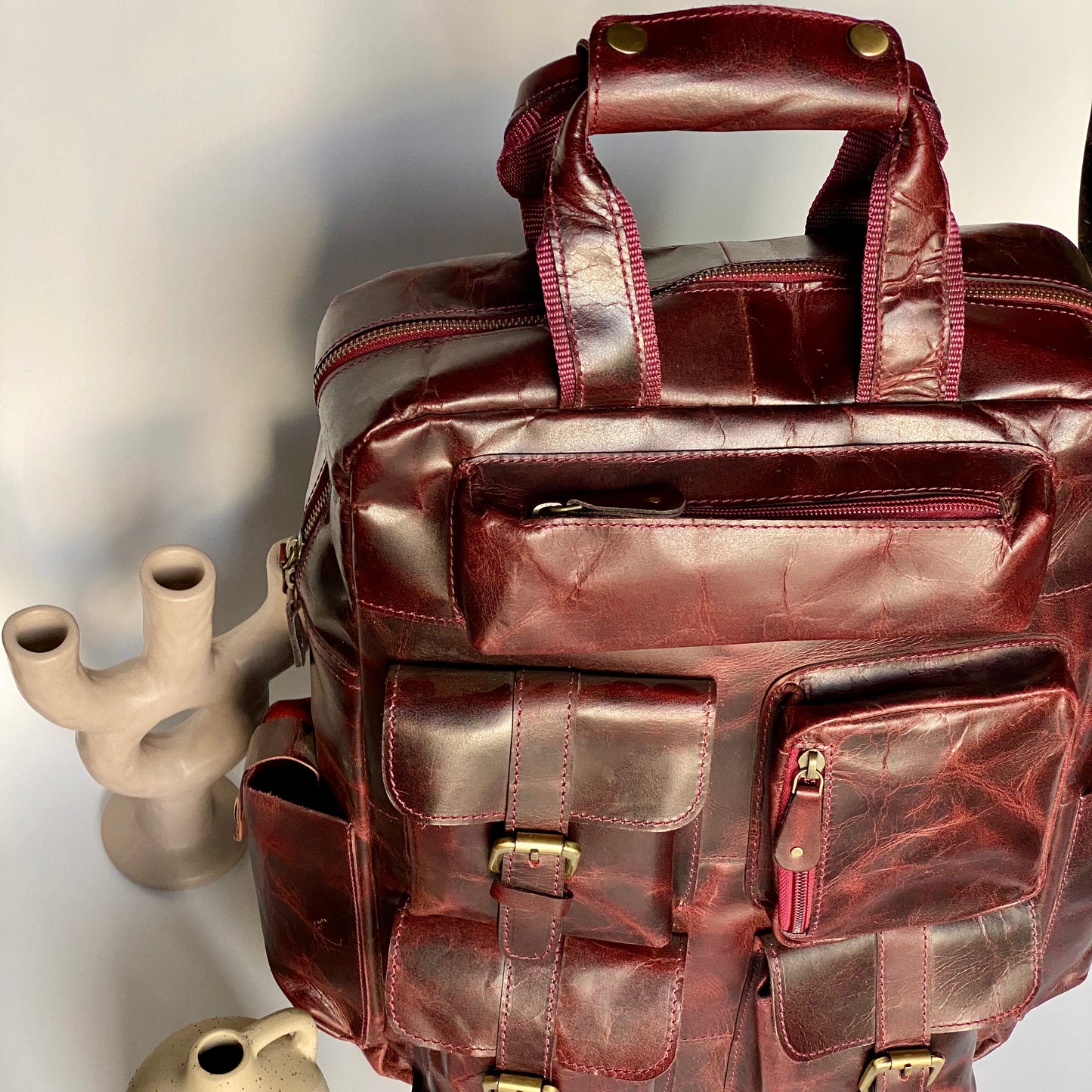 Genuine Leather Laptop Backpack - 11