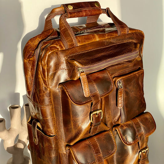 Genuine Leather Laptop Backpack- 10