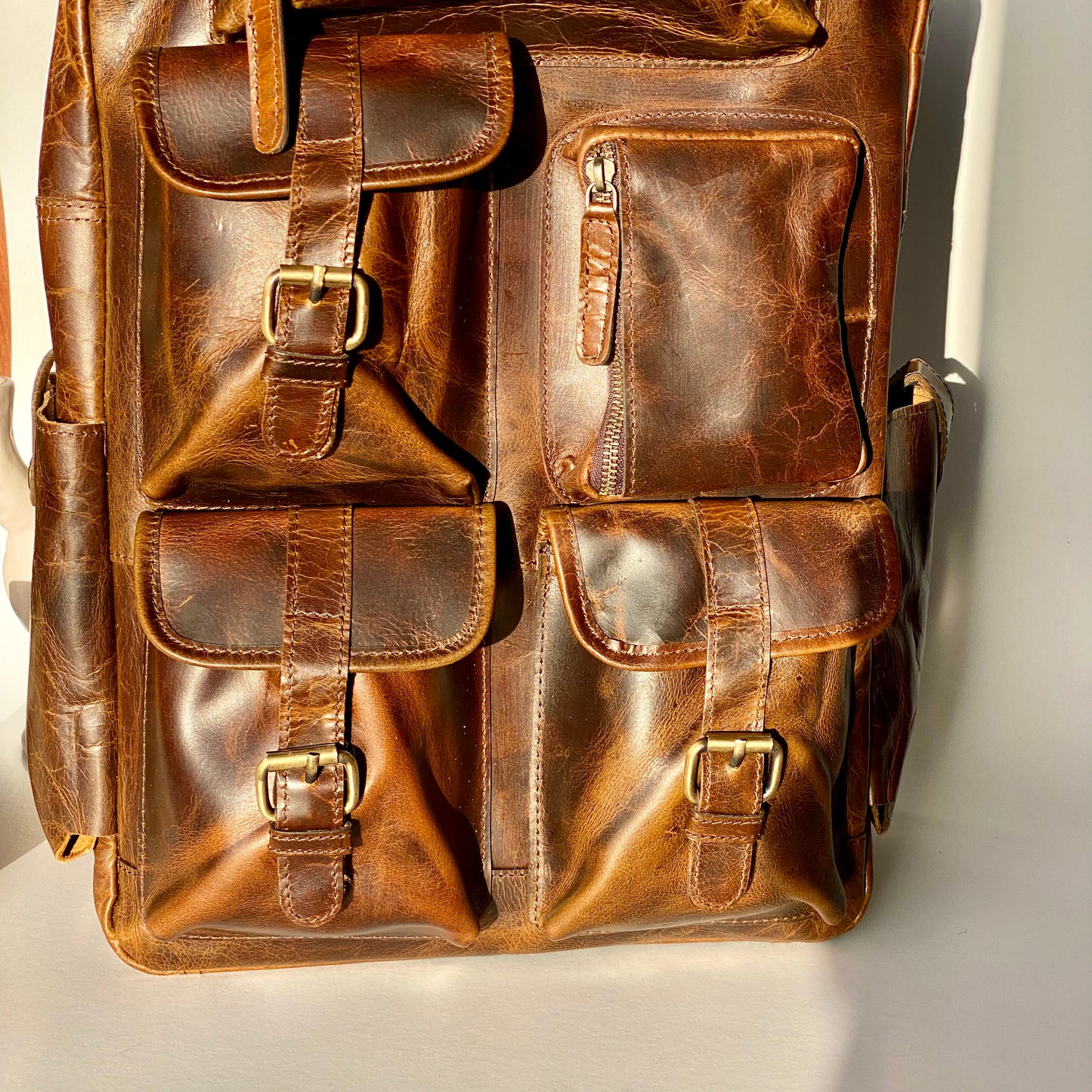 Genuine Leather Laptop Backpack- 10