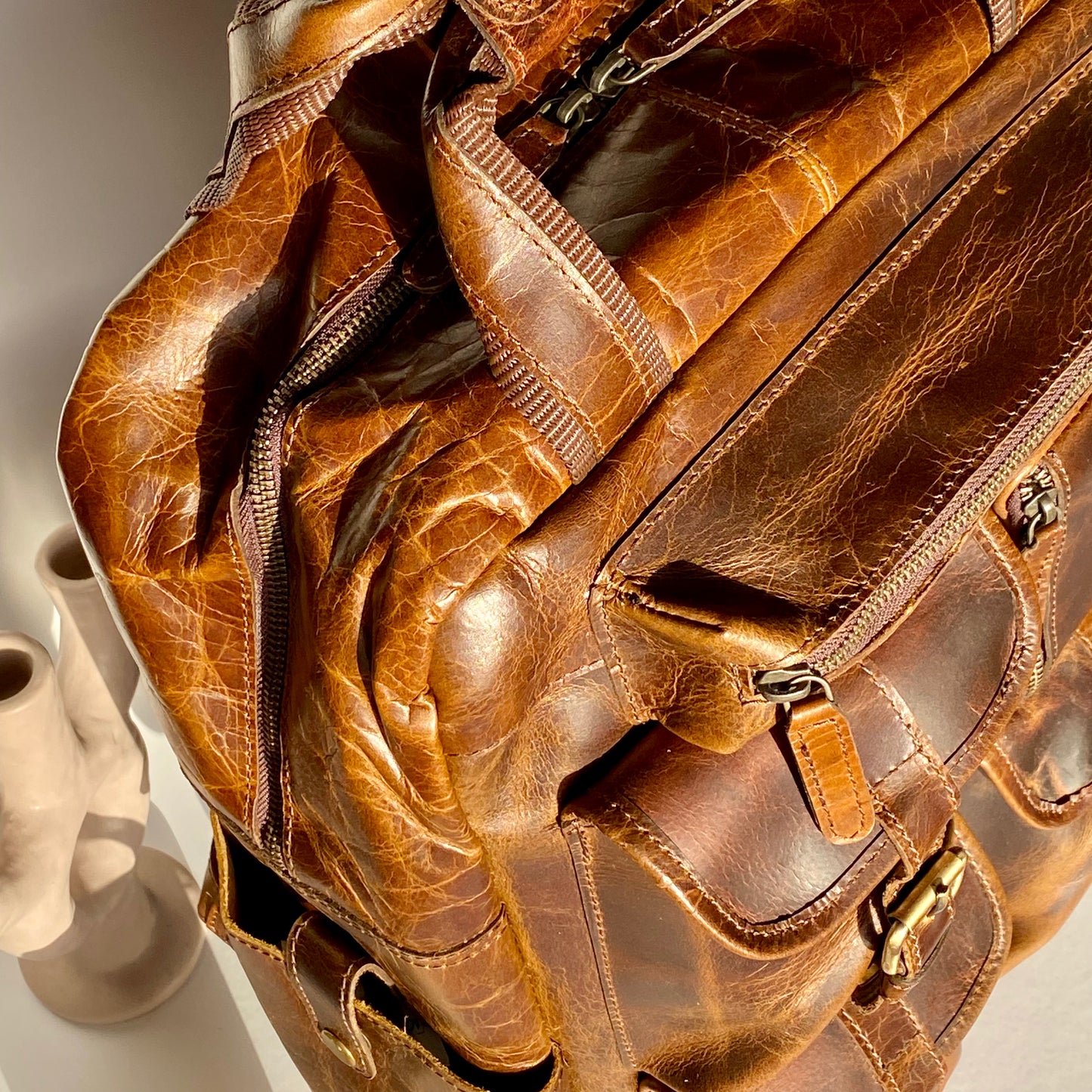 Genuine Leather Laptop Backpack- 10