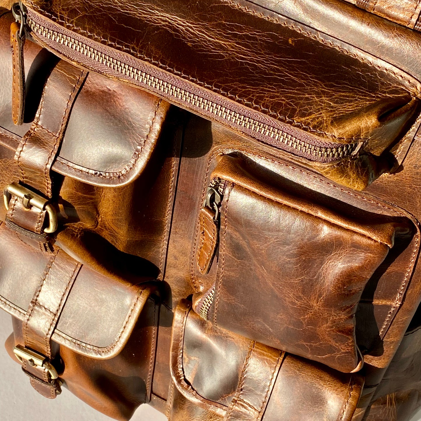 Genuine Leather Laptop Backpack- 10