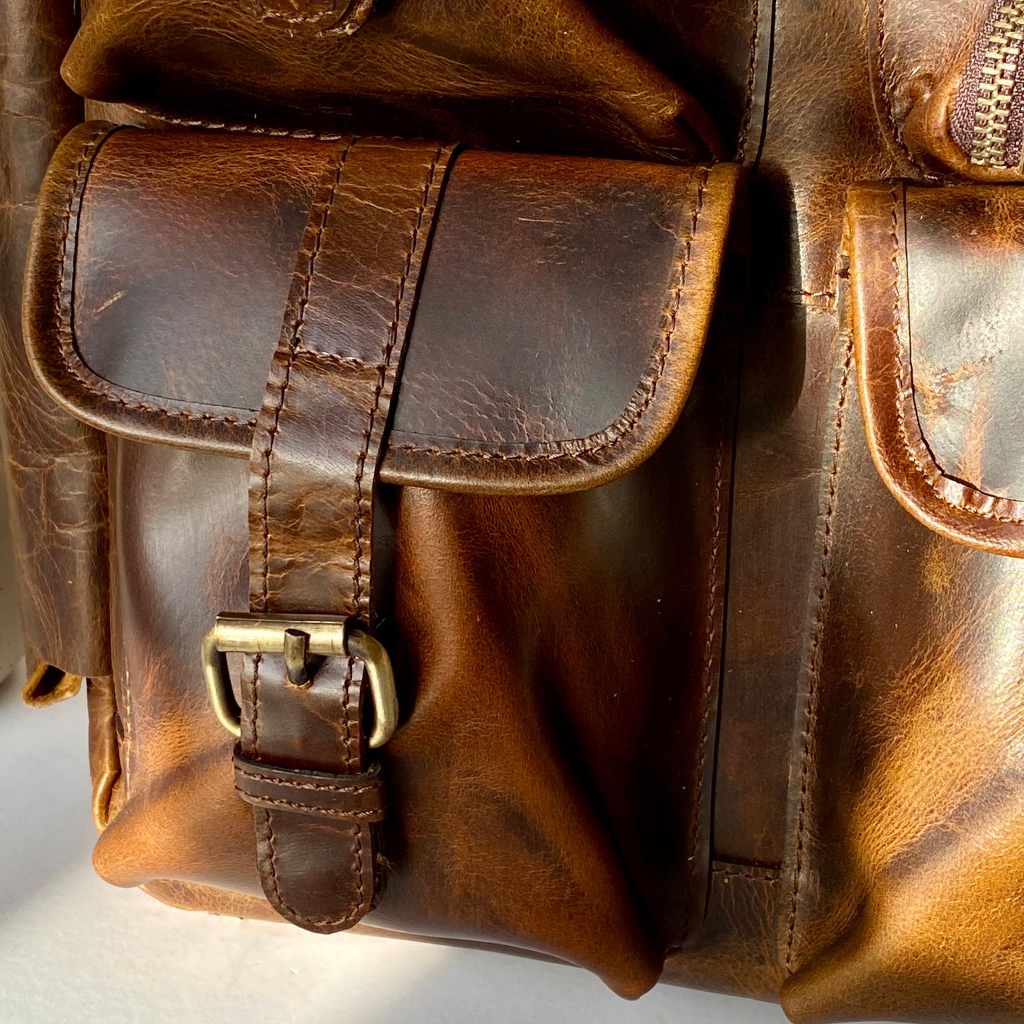 Genuine Leather Laptop Backpack- 10