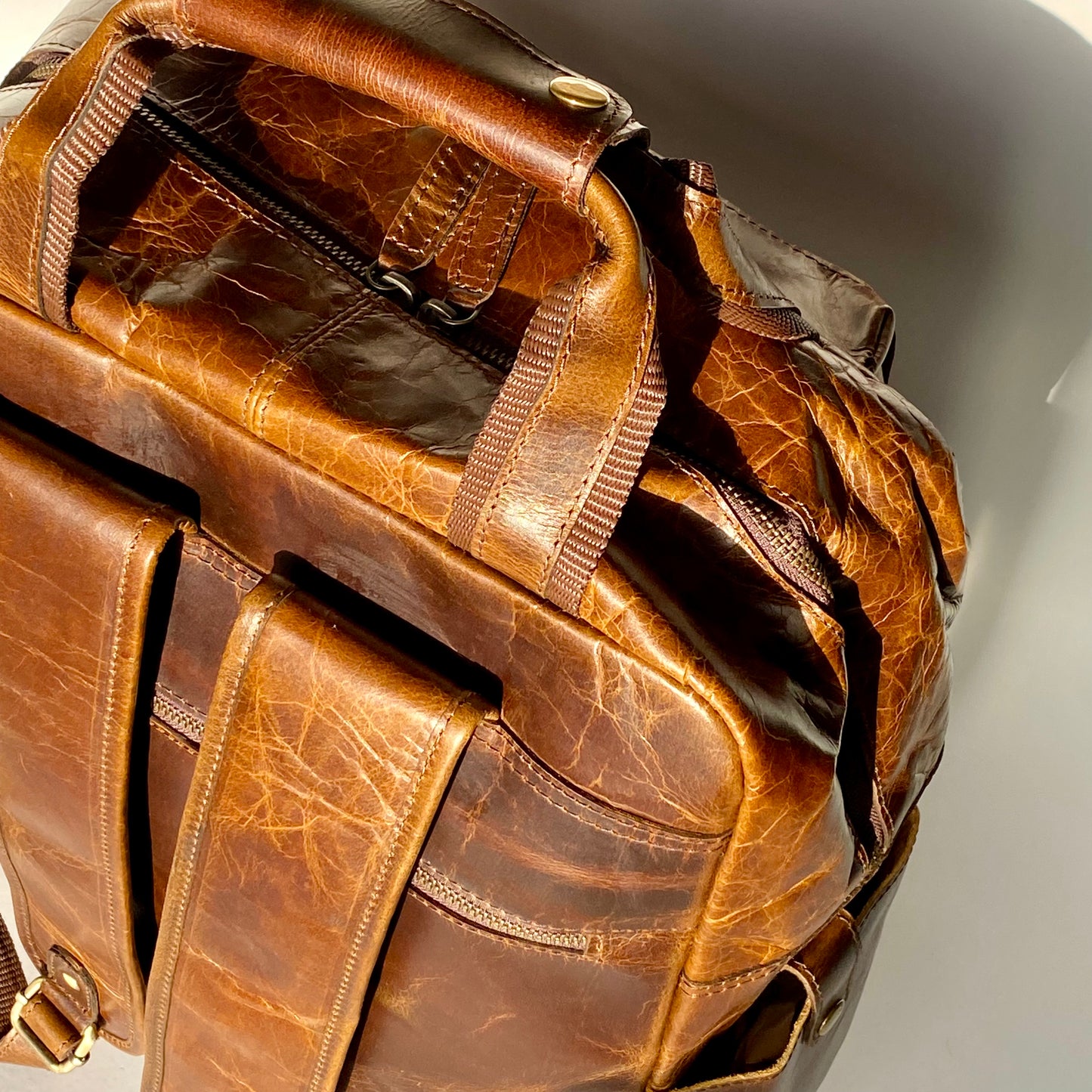 Genuine Leather Laptop Backpack- 10