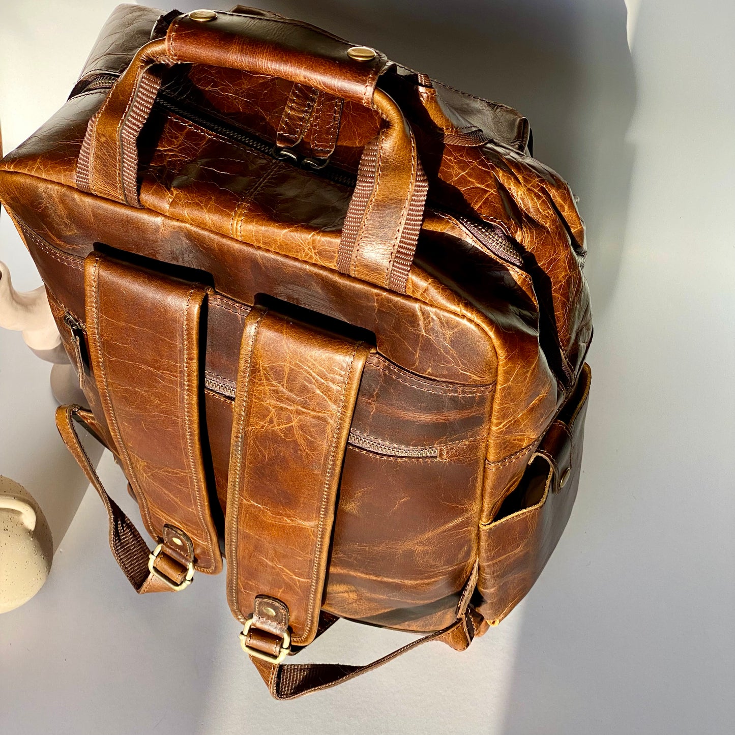 Genuine Leather Laptop Backpack- 10