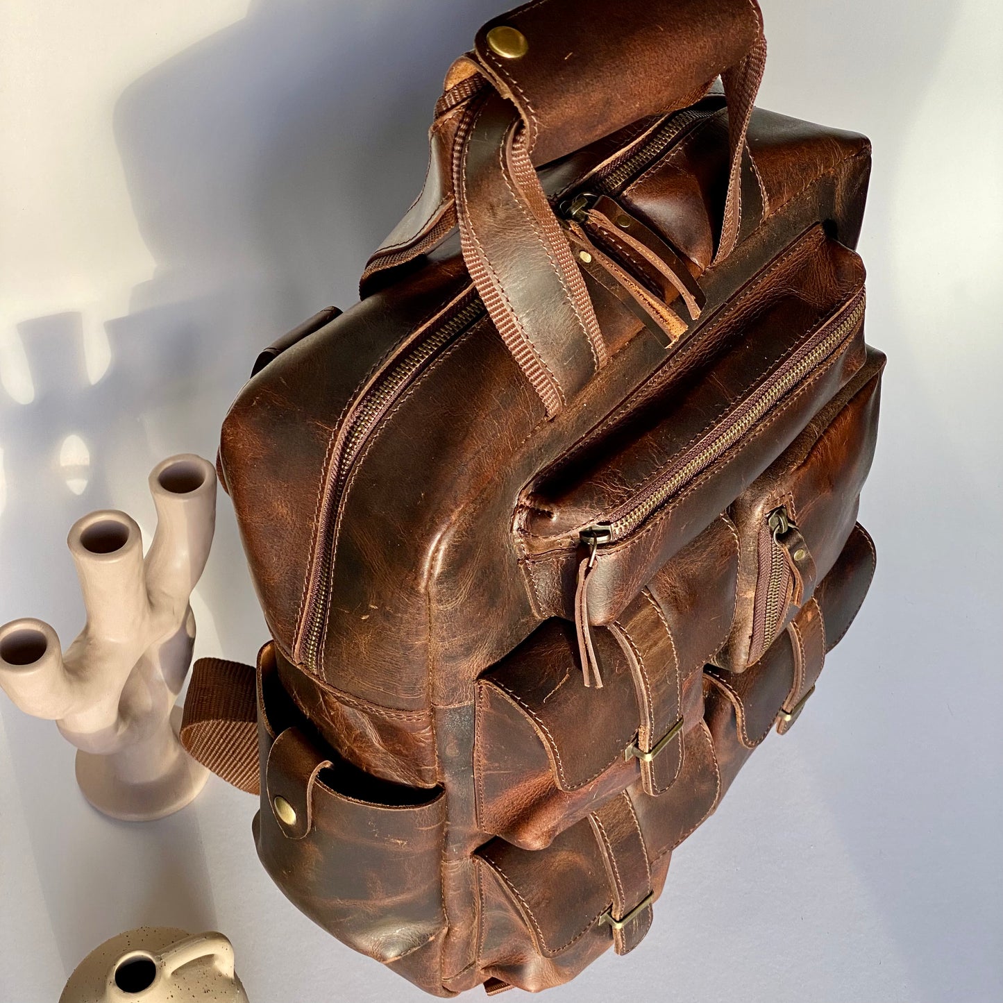 Leather Laptop Backpack -09