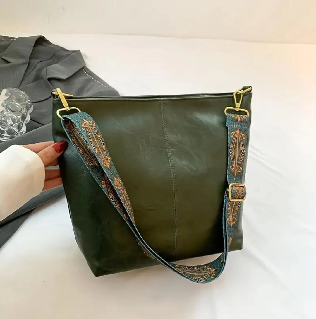 Premium Leather Handbag along with Sling  - 09